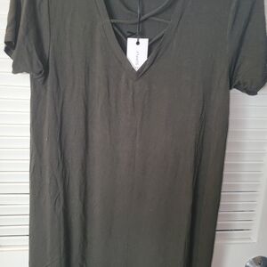 Dark Green V-Neck T-Shirt
